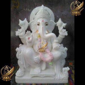 Ganesh Royal Throne Marble Moorti