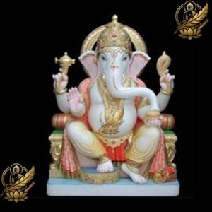 Ganesh Lotus Seat Divine Marble Moorti