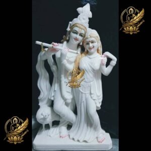 White Radha Krishna Flute Moorti Jodi