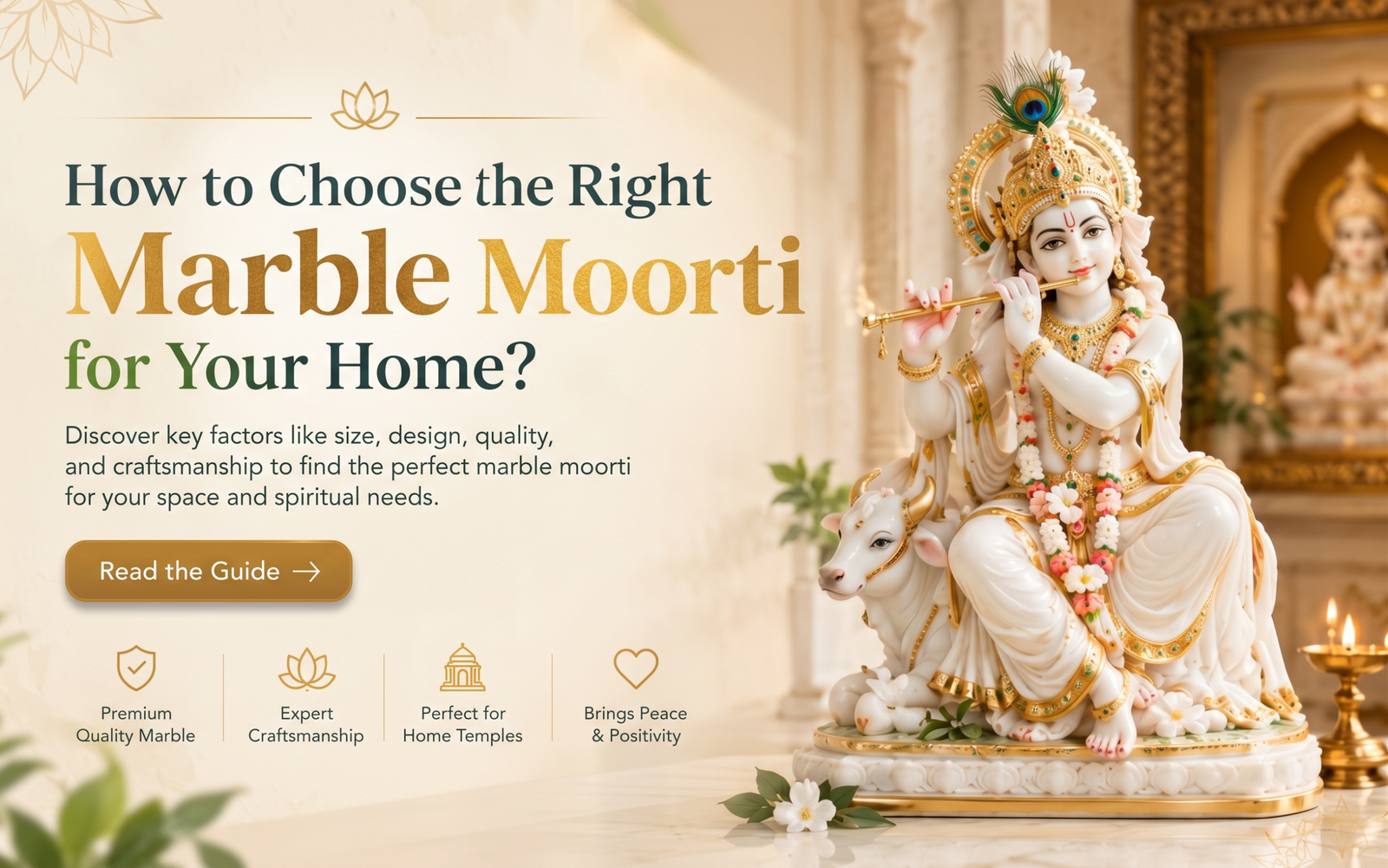 Handcrafted white marble divine idols